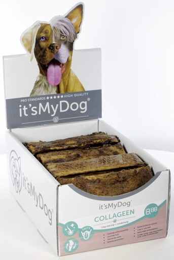 [IMD50100] it's My Dog Collageen chip met Kip + Runderlong 5x15cm 64 x 1 st.