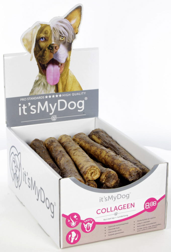 it's My Dog Collageen rol met kip + runderlong 23cm 20 x 1 st.