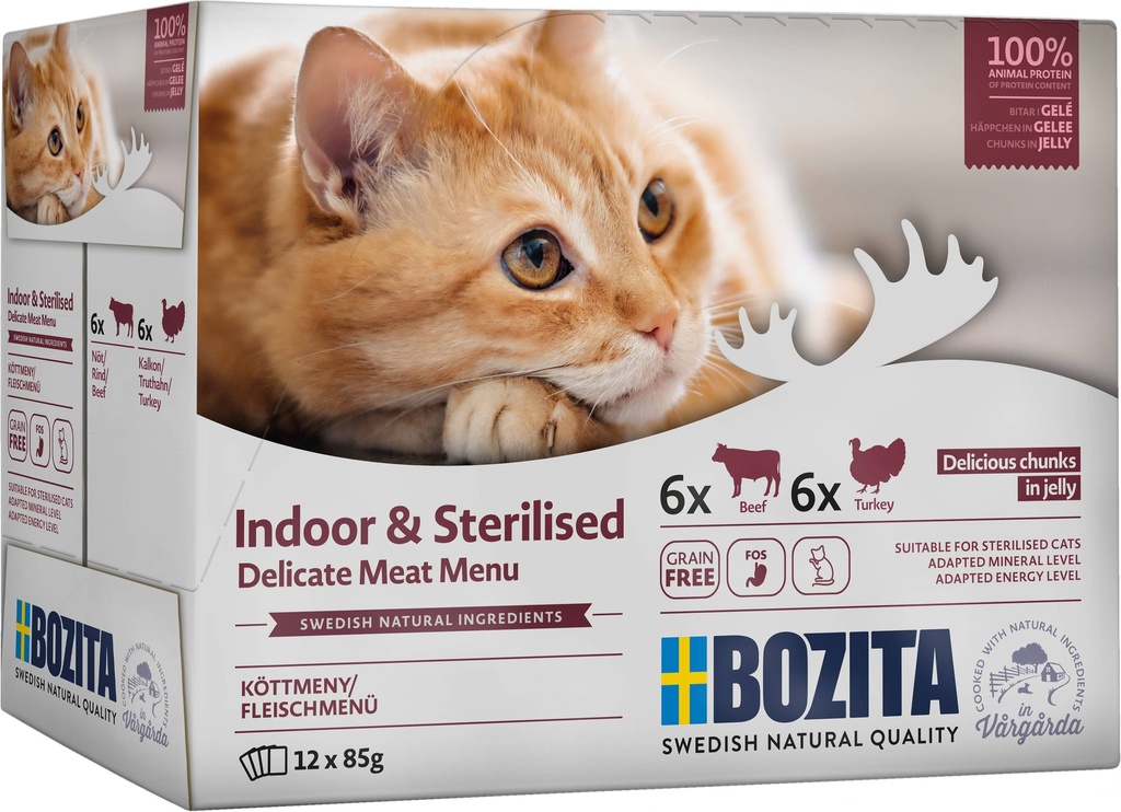 Bozita Feline Pouch Indoor MP Meat in jelly (12 x 85 gr.)