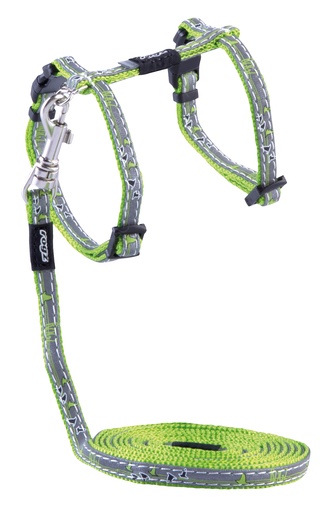 [RCLJ208L] Rogz Catz NightCat Tuig+Lijn (Lime Swallows, Extra Small)