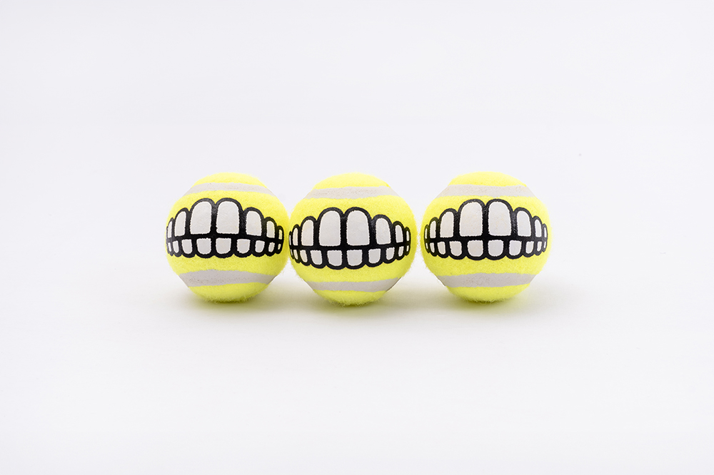 Rogz Toyz Grinz 3 Tennis Bal Multi Pak S Geel 1 st.