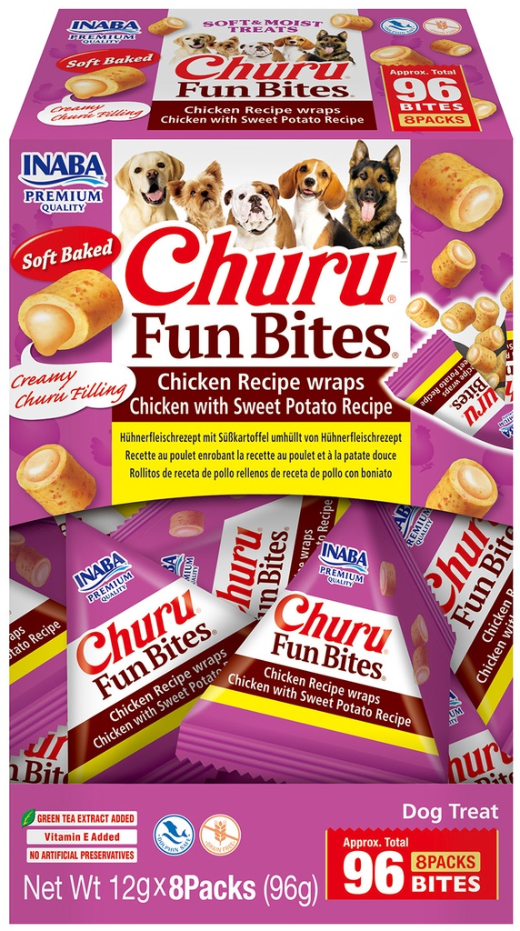 Inaba Dog Churu Fun Bites Chicken Wraps Chicken With Sweet Potato 8 x 12 gr.