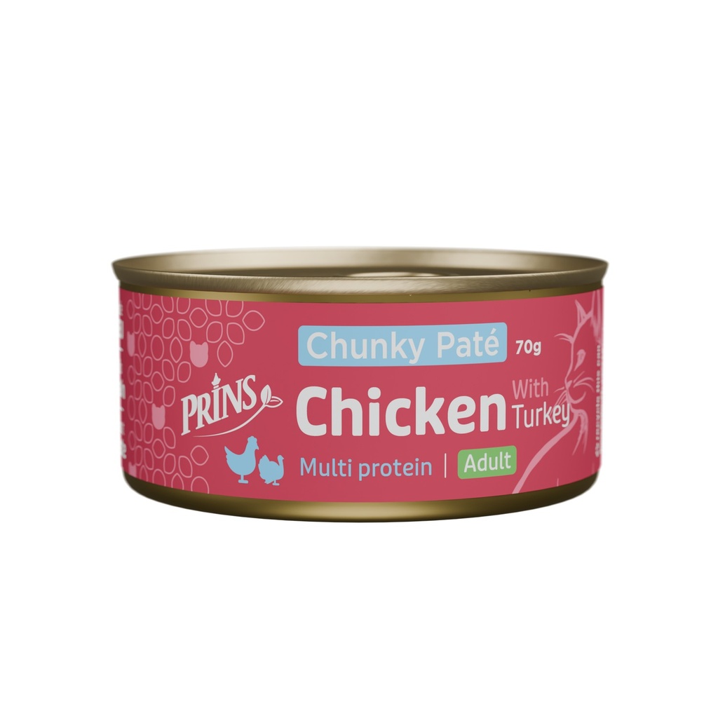 Prins Cat Wet food Chicken&Turkey Chunky Paté 24 x 70 gr.
