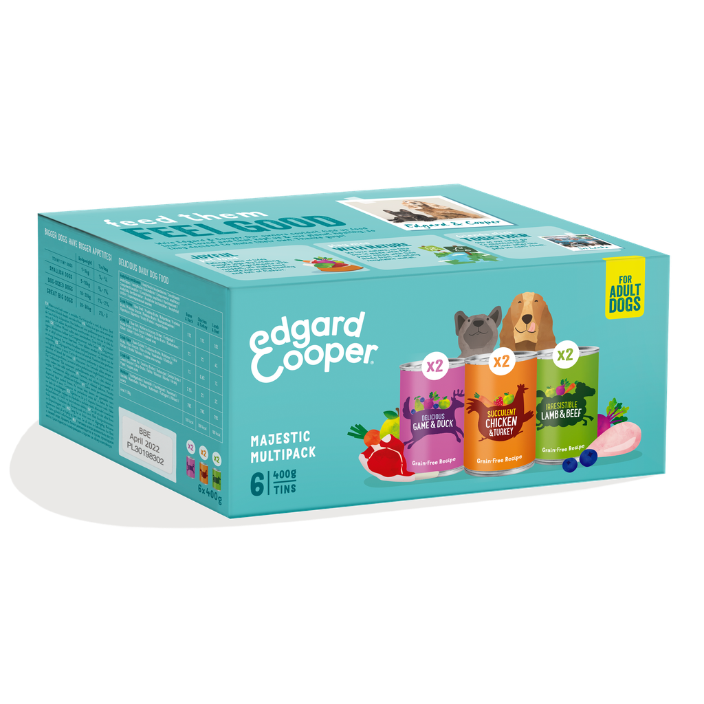 Edgard & Cooper Dog Adult Multipack (Game/Duck, Chicken/Turkey, Lamb/Beef) 6 x 400 gr. 