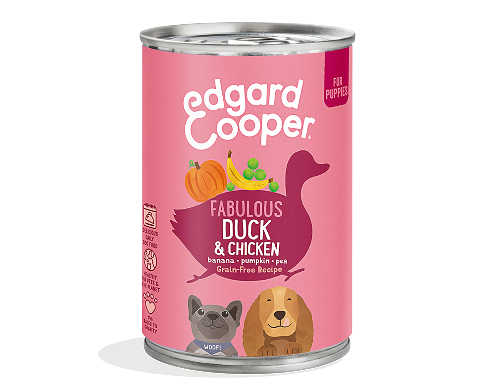 Edgard & Cooper Dog Puppy Duck & Chicken, Banana, Pumpkin, Pea 6 x 400 gr.