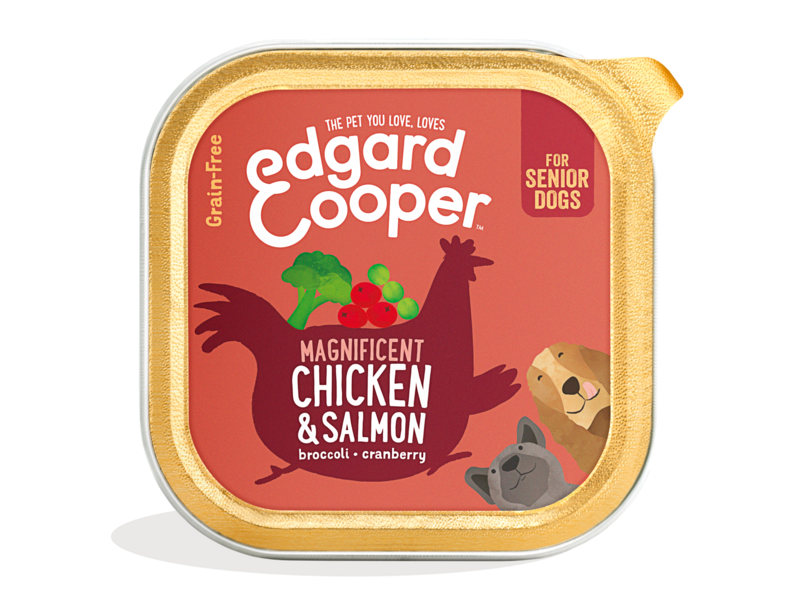 Edgard & Cooper Dog Senior Chicken & Salmon, Broccoli, Cranberry 11 x 150 gr.