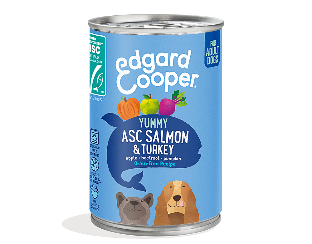 Edgard & Cooper Dog Adult ASC Salmon & Turkey, Apple, Beetroot, Pumpkin 6 x 400 gr.