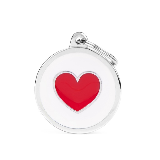 [MF25228] MyFamily White Big Circle Red Heart