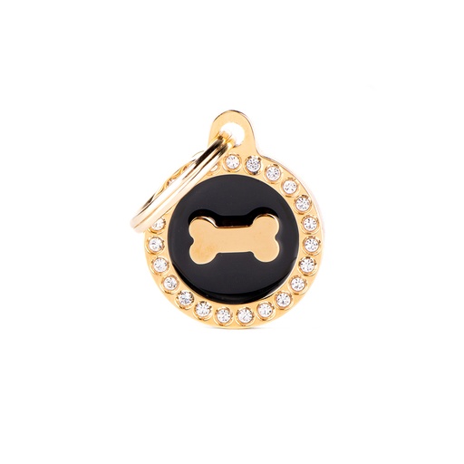 [MF27871] MyFamily Black Circle Glam Bone Gold