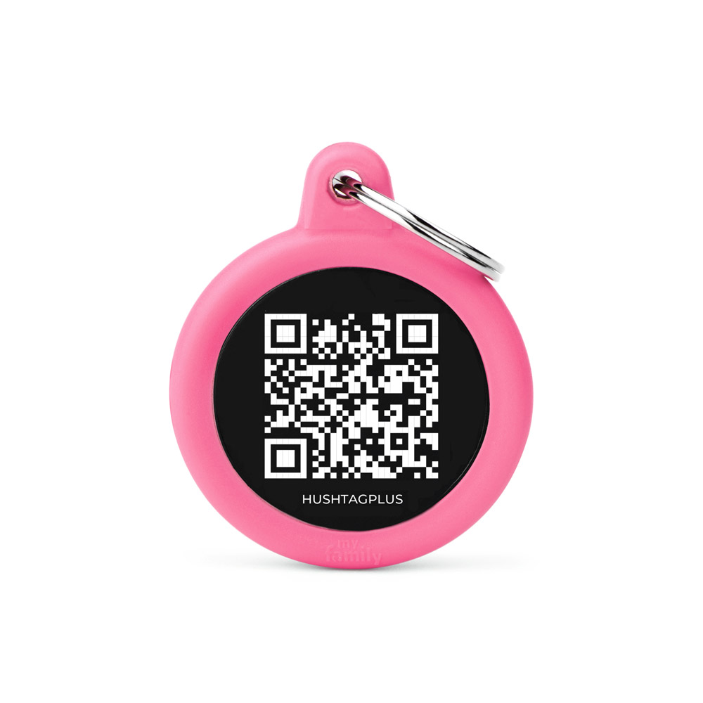 MyFamily Qrcode Aluminium Black Circle With Pink Rubber