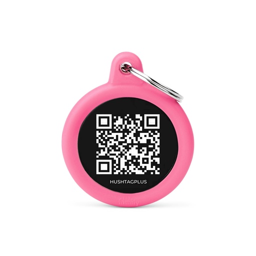 [MF81005] MyFamily Qrcode Aluminium Black Circle With Pink Rubber
