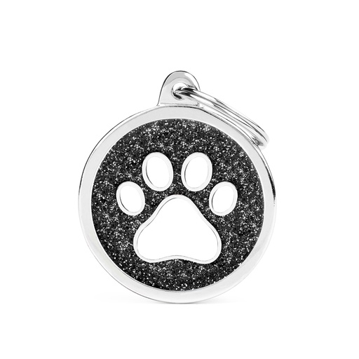 [MF27242] MyFamily Big Circle Black Glitter White Paw
