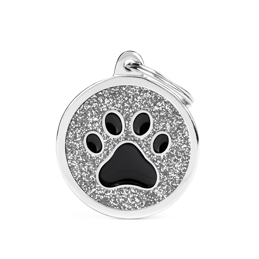 MyFamily Big Circle Grey Glitter Black Paw
