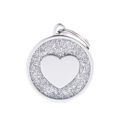 [MF85558] MyFamily Grey Glitter Cricle Heart