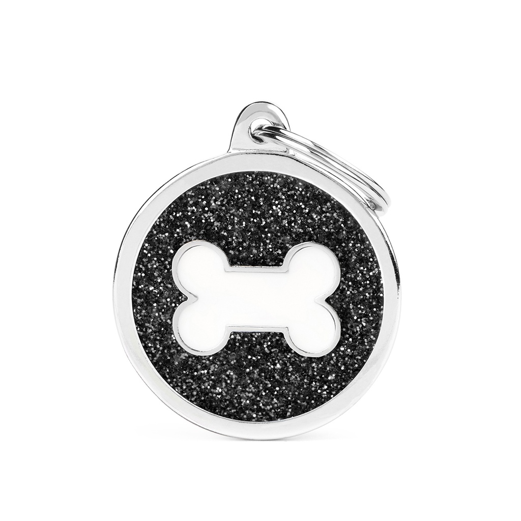 MyFamily Big Circle Black Glitter White Bone