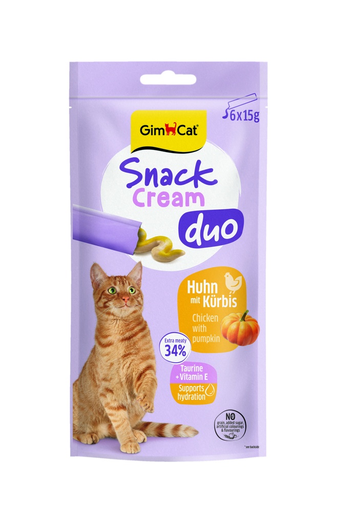 GimCat Snack Cream Duo Kip Met Pompoen 6 x 15 gr.