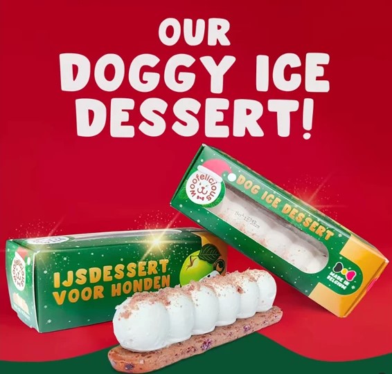 Woofelicious Hondenijs Kerstdessert 15 x 100 ml.