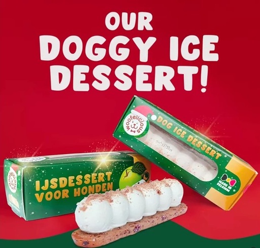 [IJS36014] Woofelicious Hondenijs Kerstdessert 15 x 100 ml.