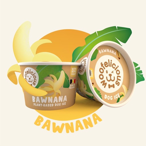 [IJS36010] Woofelicious Hondenijs Banaan  (12 x 100 ml.)