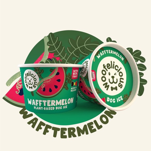 [IJS36011] Woofelicious Hondenijs Watermeloen  (12 x 100 ml.)