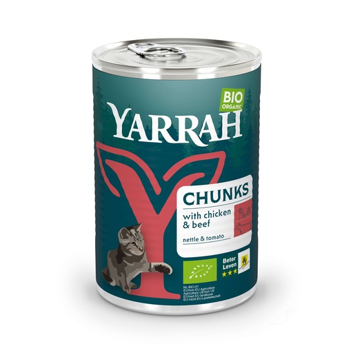 [Y7122] Yarrah Kat Blik Br.Kip/Rund in saus 12 x 405 gr.