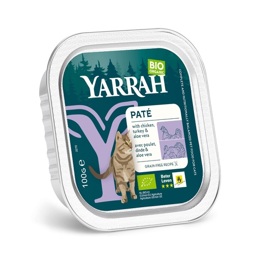 [Y9144] Yarrah Kat Alu Pate Kip/Kalk/Aloëvera 16 x 100 gr.