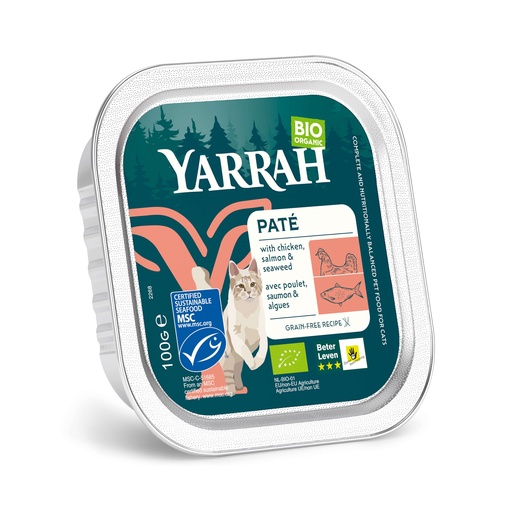 [Y9151] Yarrah Kat Alu Pate Zalm/Zeewier 16 x 100 gr.