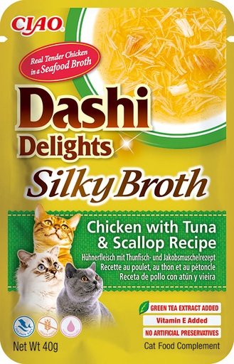 [FP73102] Inaba Dashi Delights Silky Chicken Tuna & Scallop 12 x 40 gr.