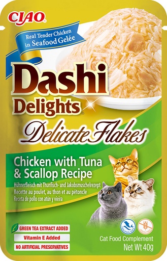 [FP73108] Inaba Dashi Delights Delicate Chicken Tuna & Scallop 12 x 40 gr.