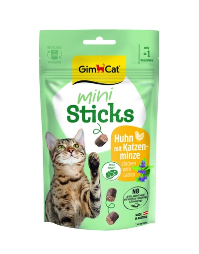 [GIM2220] GimCat Mini Sticks Kip & Kattenkruid 50 gr.