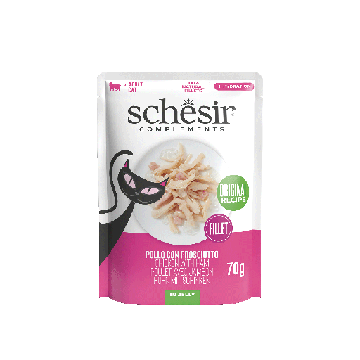 [AG12164] Schesir Cat Pouch Chicken With Ham In Jelly
