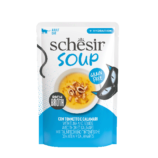 [AG12543] Schesir Cat Pouch Soup Tuna & Squids