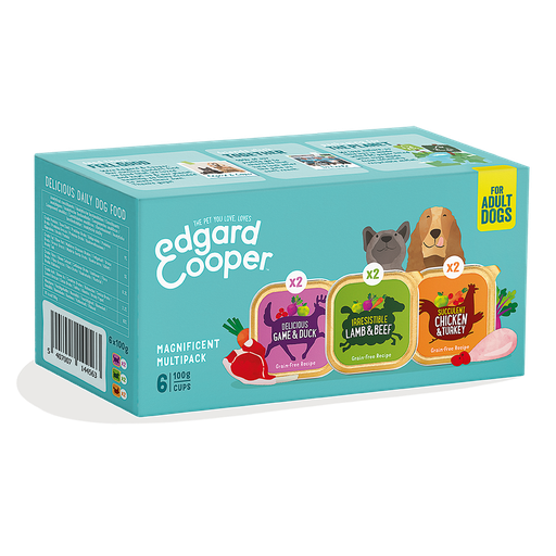 [EC14456] Edgard & Cooper Dog Adult Multipack (Game/Duck, Lamb/Beef, Chicken/Turkey) 12 x 6 x 100 gr. 