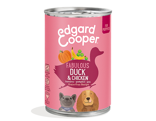 [EC48532] Edgard & Cooper Dog Puppy Duck & Chicken, Banana, Pumpkin, Pea 6 x 400 gr.