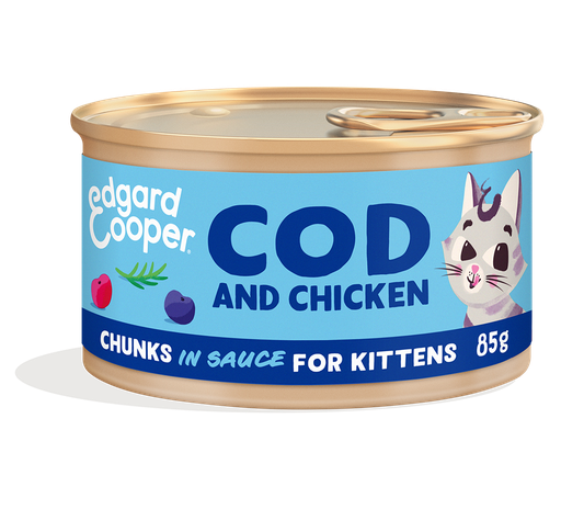 [EC64061] Edgard & Cooper Cat Kitten Cod And Chicken Chunks In Sauce 18 x 85 gr.