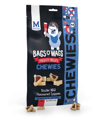 [MT62284] Montego Bags O' Wags Chewies BBQ Tjoppies 10 x 120 gr.