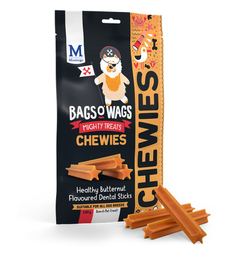 [MT62083] Montego Bags O' Wags Chewies Butternut Dental Sticks 10 x 120 gr.