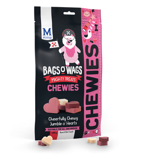 [MT62127] Montego Bags O' Wags Chewies Chewy Hearts 10 x 120 gr.