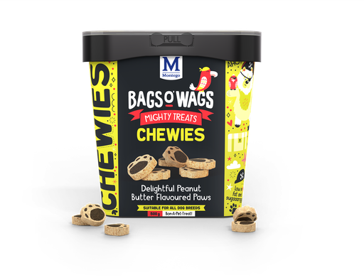 [MT62287] Montego Bags O' Wags Chewies Peanut Butter Paws 4 x 500 gr.