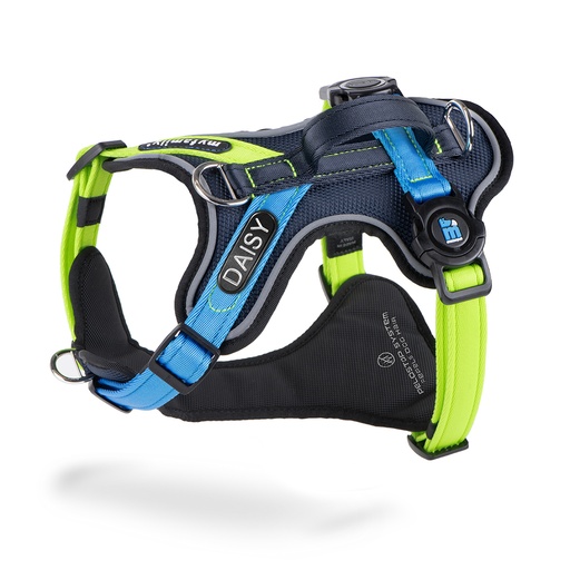 [MF81015] MyFamily H Harness Memopet ID Black, Green & Blue M