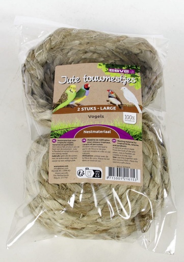 [E21615] Jute Touwnestjes Groot 2 st.